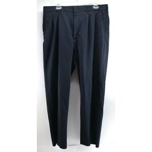 Men's Edwards Signature Pants‎ Black Size 36x32 Pleated Wool Polyester